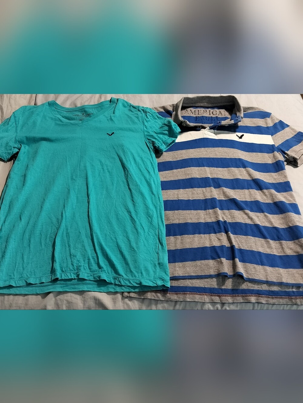 Men's American Eagle Shirt Bundle - Polo & V-Neck Tee (Size M)